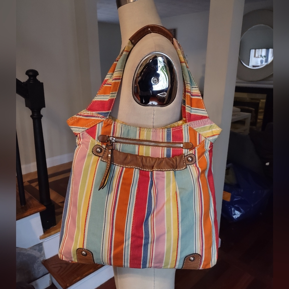 Fossil Multicolor Striped Hobo Bag